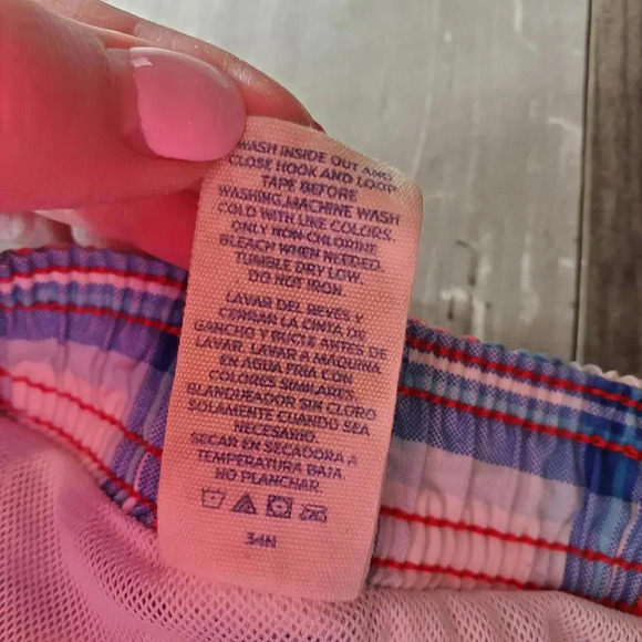 OP Baby Boy Board Shorts Swim Trunks Blue Red White Plaid Size 18m NWOT - Picture 10 of 10